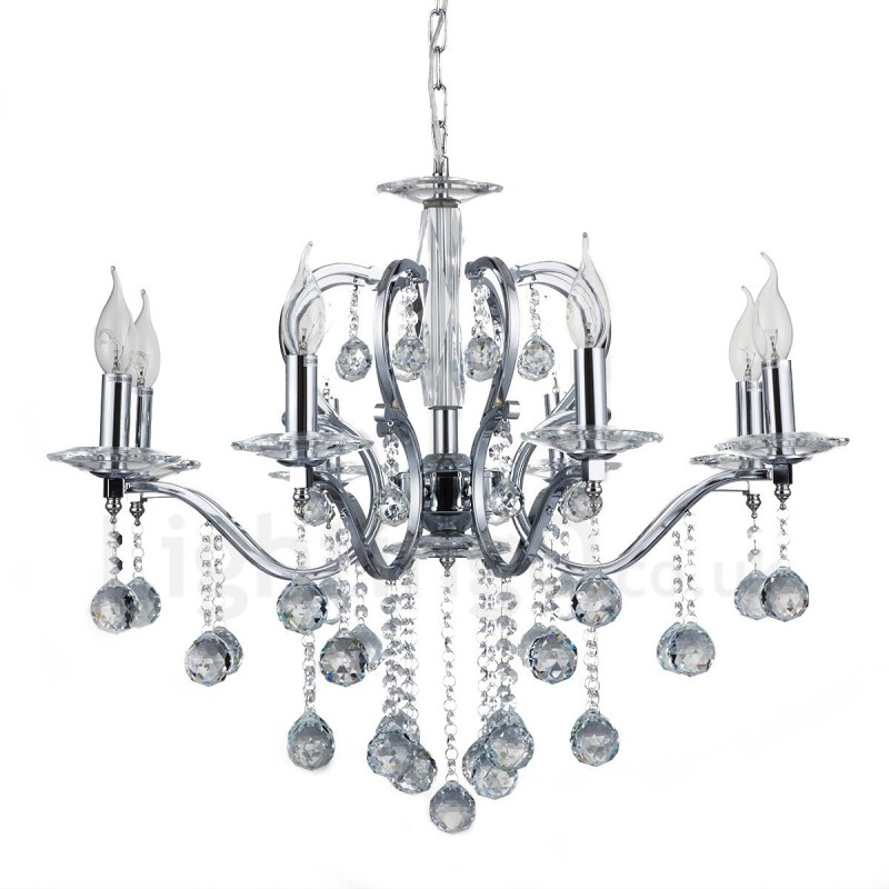 Lustre bougie en cristal élégant chromé