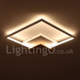 Plafonnier carré en bois blanc à intensité variable, lampe de plafond ultra-mince pouvant également servir d'applique murale