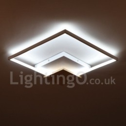 Plafonnier carré en bois blanc à intensité variable, lampe de plafond ultra-mince pouvant également servir d'applique murale