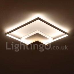Plafonnier carré en bois blanc à intensité variable, lampe de plafond ultra-mince pouvant également servir d'applique murale
