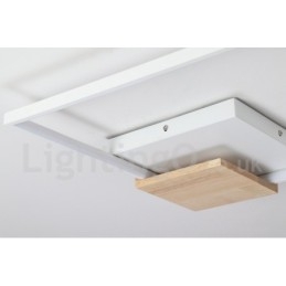 Plafonnier carré en bois blanc à intensité variable, lampe de plafond ultra-mince pouvant également servir d'applique murale