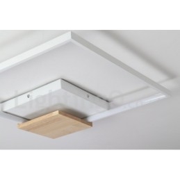 Plafonnier carré en bois blanc à intensité variable, lampe de plafond ultra-mince pouvant également servir d'applique murale