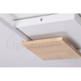 Plafonnier carré en bois blanc à intensité variable, lampe de plafond ultra-mince pouvant également servir d'applique murale
