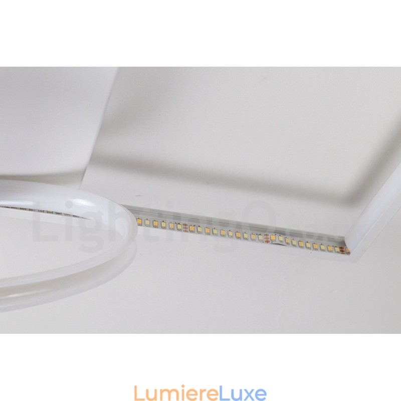 Plafonnier carré en bois blanc à intensité variable, lampe de plafond ultra-mince pouvant également servir d'applique murale