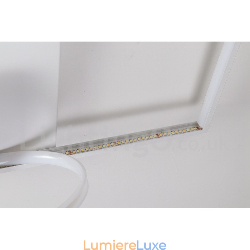 Plafonnier carré en bois blanc à intensité variable, lampe de plafond ultra-mince pouvant également servir d'applique murale