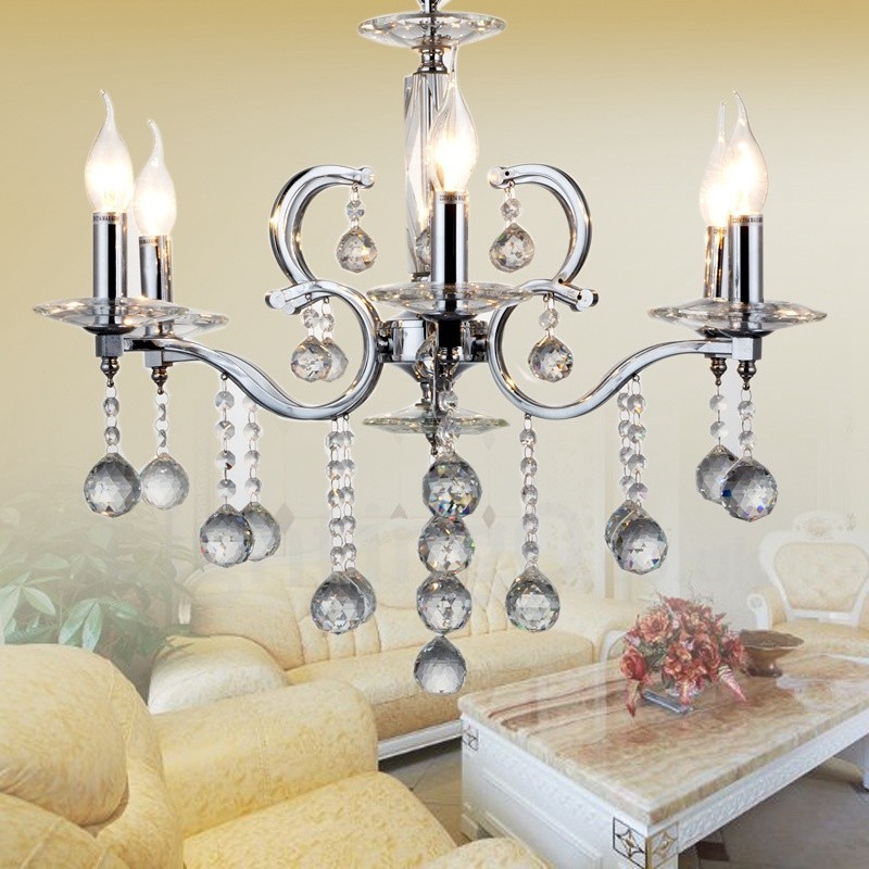 Lustre bougie en cristal élégant chromé
