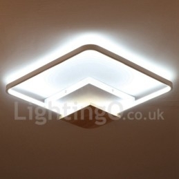 Plafonnier carré en bois blanc à intensité variable, lampe de plafond ultra-mince pouvant également servir d'applique murale
