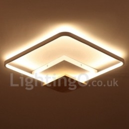 Plafonnier carré en bois blanc à intensité variable, lampe de plafond ultra-mince pouvant également servir d'applique murale
