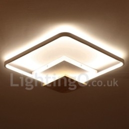 Plafonnier carré en bois blanc à intensité variable, lampe de plafond ultra-mince pouvant également servir d'applique murale