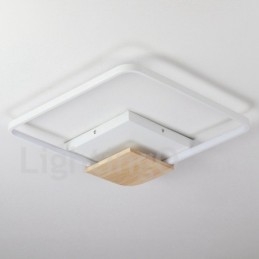 Plafonnier carré en bois blanc à intensité variable, lampe de plafond ultra-mince pouvant également servir d'applique murale