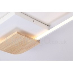 Plafonnier carré en bois blanc à intensité variable, lampe de plafond ultra-mince pouvant également servir d'applique murale