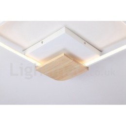 Plafonnier carré en bois blanc à intensité variable, lampe de plafond ultra-mince pouvant également servir d'applique murale
