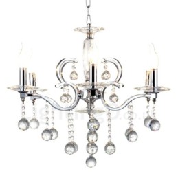 Lustre bougie en cristal élégant chromé