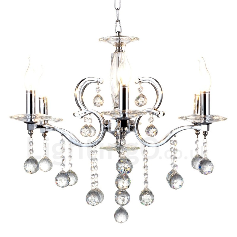 Lustre bougie en cristal élégant chromé