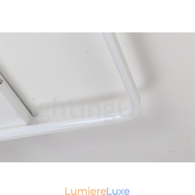 Plafonnier carré en bois blanc à intensité variable, lampe de plafond ultra-mince pouvant également servir d'applique murale