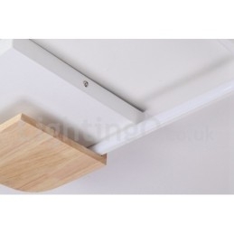 Plafonnier carré en bois blanc à intensité variable, lampe de plafond ultra-mince pouvant également servir d'applique murale