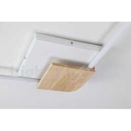 Plafonnier carré en bois blanc à intensité variable, lampe de plafond ultra-mince pouvant également servir d'applique murale