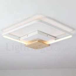 Plafonnier carré en bois blanc à intensité variable, lampe de plafond ultra-mince pouvant également servir d'applique murale