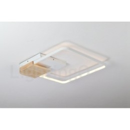 Plafonnier carré en bois blanc à intensité variable, lampe de plafond ultra-mince pouvant également servir d'applique murale