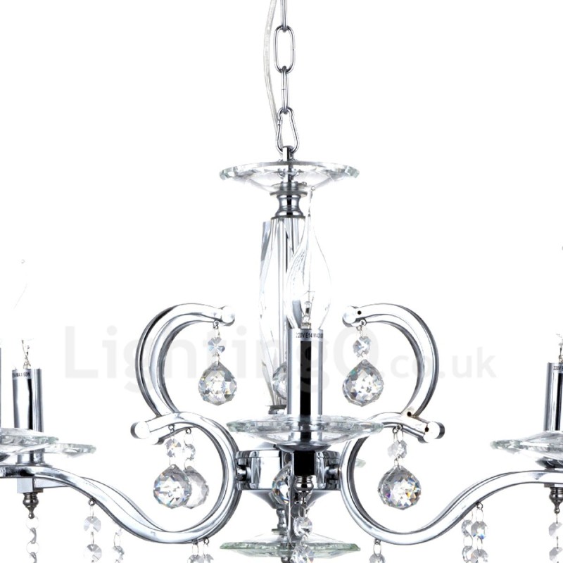 Lustre bougie en cristal élégant chromé
