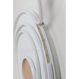 Plafonnier ultra-fin en bois à anneaux blancs à intensité variable, utilisable également comme applique murale