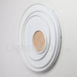 Plafonnier ultra-fin en bois à anneaux blancs à intensité variable, utilisable également comme applique murale