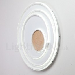 Plafonnier ultra-fin en bois à anneaux blancs à intensité variable, utilisable également comme applique murale