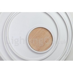 Plafonnier ultra-fin en bois à anneaux blancs à intensité variable, utilisable également comme applique murale