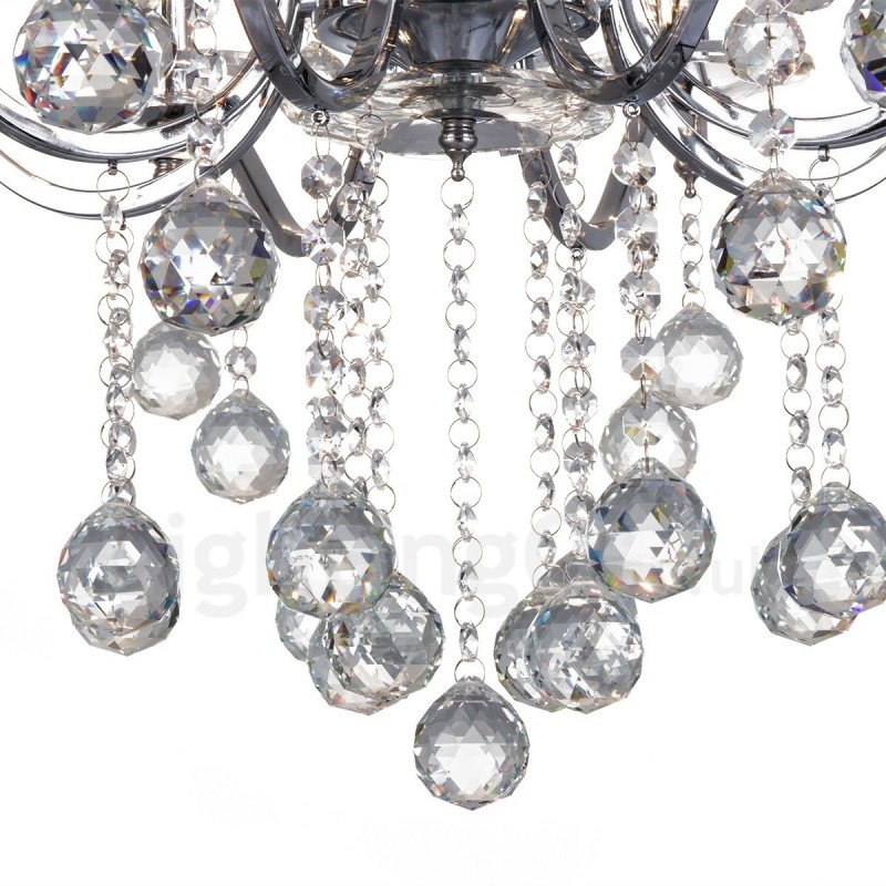 Lustre bougie en cristal élégant chromé