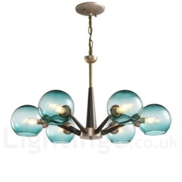 Lustre rustique rétro vintage en forme de haricot magique avec abat-jour en verre multicolore