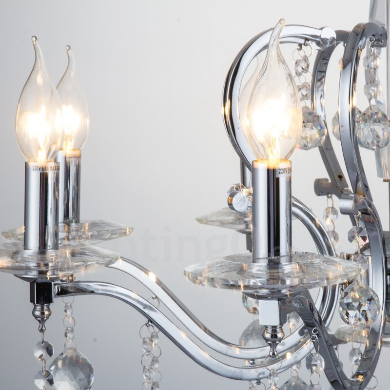 Lustre bougie en cristal élégant chromé