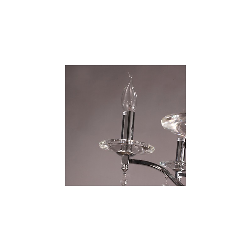 Lustre bougie en cristal élégant chromé