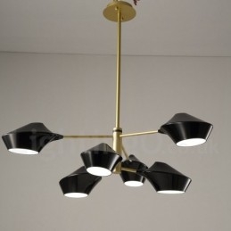 Lustre contemporain moderne en forme de tuyau avec abat-jour en acrylique blanc et noir