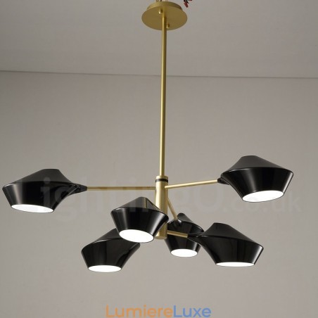 Lustre contemporain moderne en forme de tuyau avec abat-jour en acrylique blanc et noir Lustre contemporain moderne en forme de tuyau avec abat-jour en acrylique blanc et noir