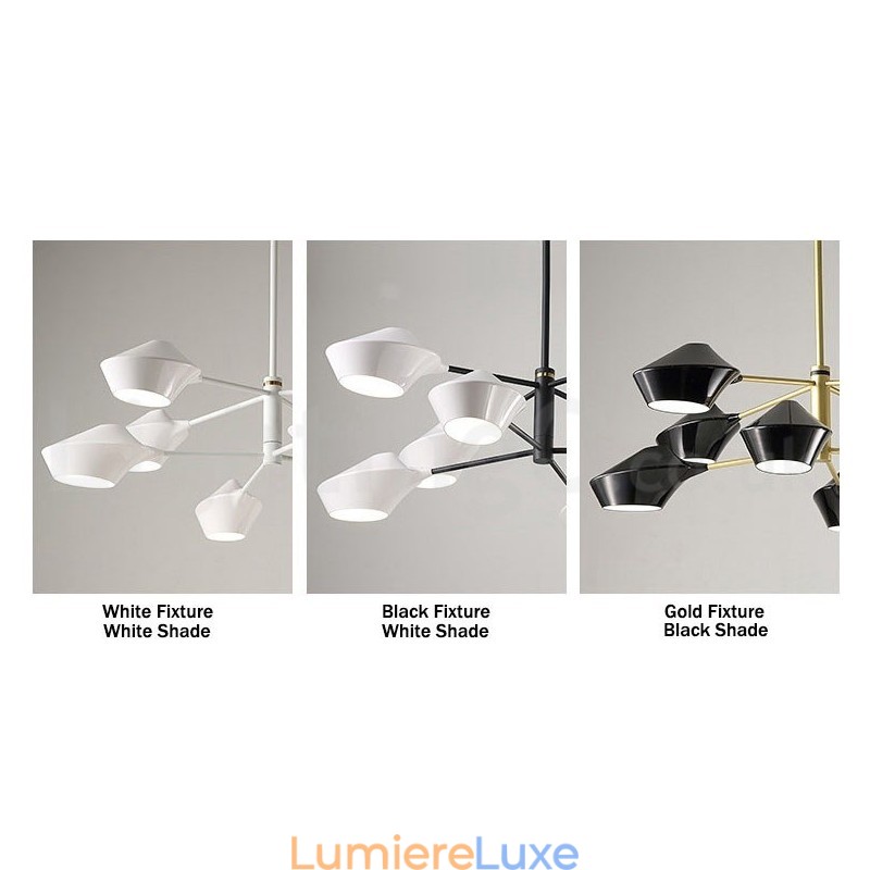 Lustre contemporain moderne en forme de tuyau avec abat-jour en acrylique blanc et noir