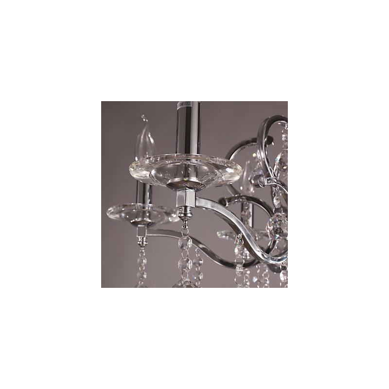 Lustre bougie en cristal élégant chromé