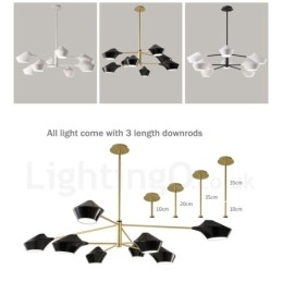 Lustre contemporain moderne en forme de tuyau avec abat-jour en acrylique blanc et noir