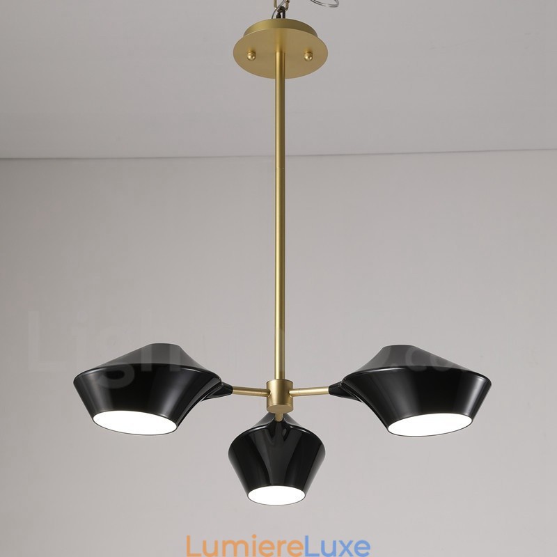 Lustre contemporain moderne en forme de tuyau avec abat-jour en acrylique blanc et noir