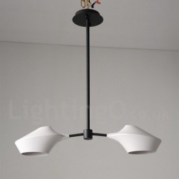 Lustre contemporain moderne en forme de tuyau avec abat-jour en acrylique blanc et noir