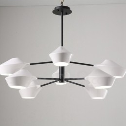 Lustre contemporain moderne en forme de tuyau avec abat-jour en acrylique blanc et noir