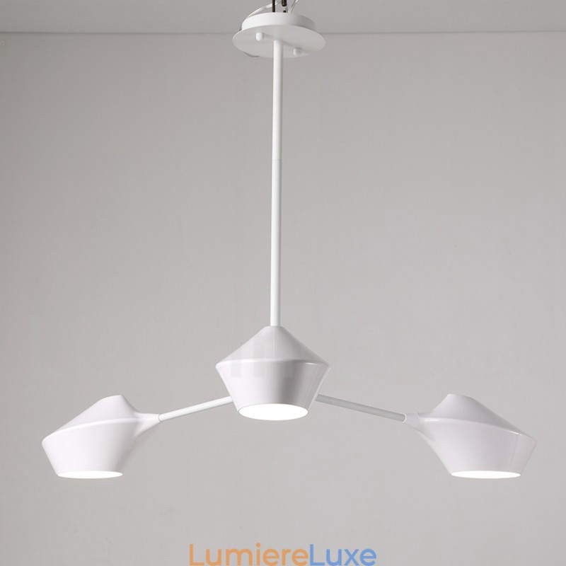 Lustre contemporain moderne en forme de tuyau avec abat-jour en acrylique blanc et noir