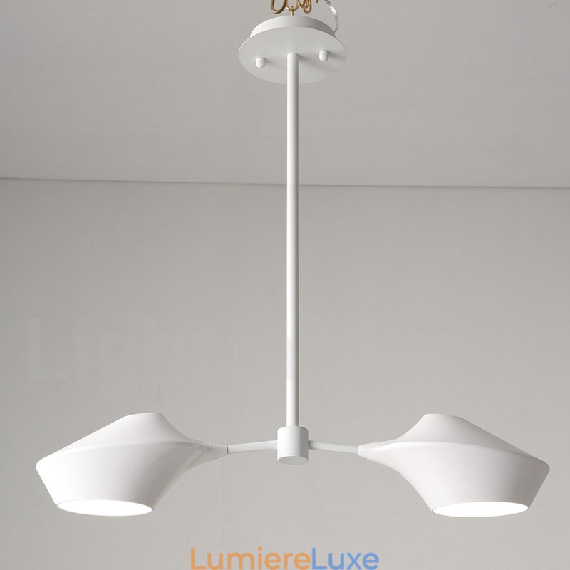 Lustre contemporain moderne en forme de tuyau avec abat-jour en acrylique blanc et noir