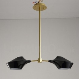 Lustre contemporain moderne en forme de tuyau avec abat-jour en acrylique blanc et noir