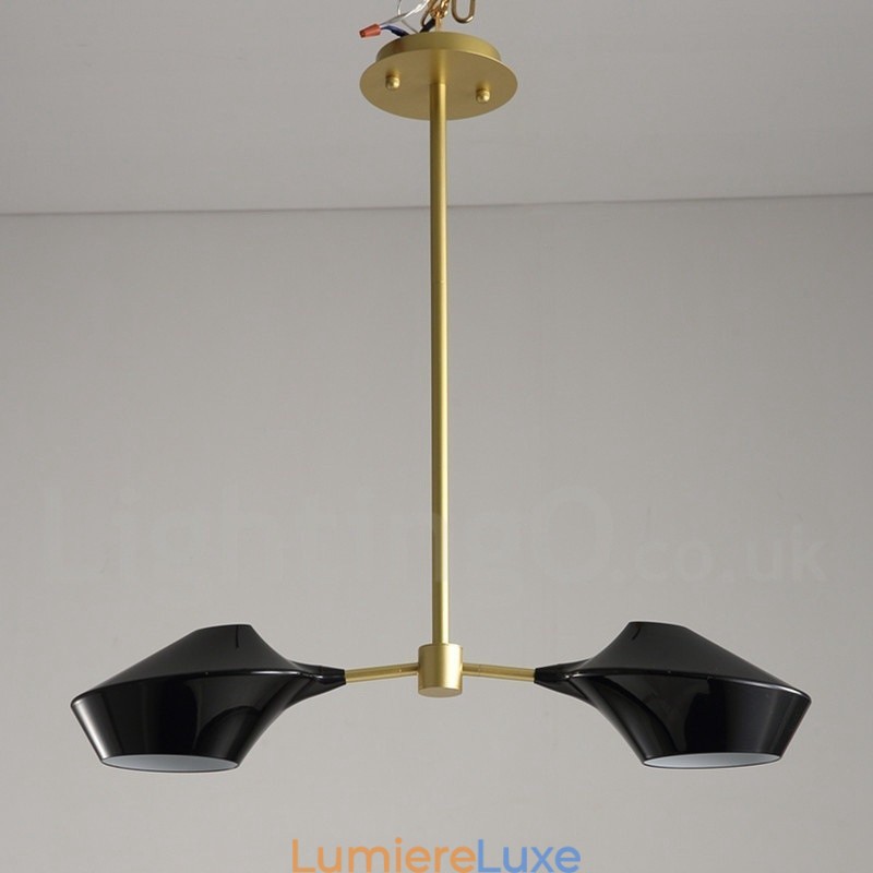 Lustre contemporain moderne en forme de tuyau avec abat-jour en acrylique blanc et noir