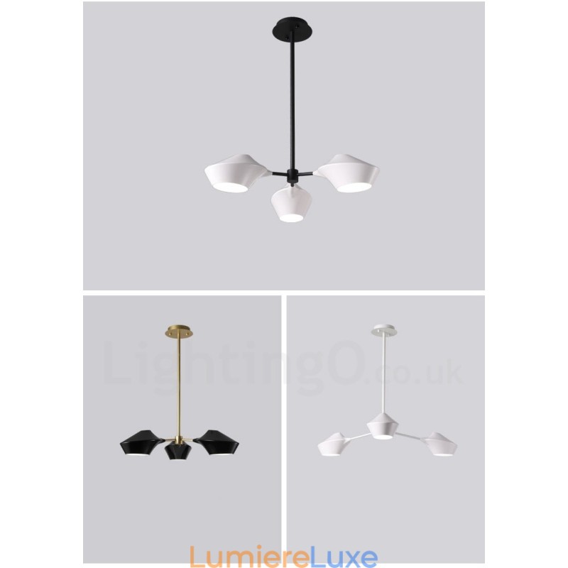 Lustre contemporain moderne en forme de tuyau avec abat-jour en acrylique blanc et noir