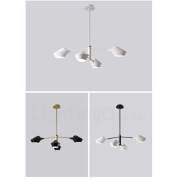 Lustre contemporain moderne en forme de tuyau avec abat-jour en acrylique blanc et noir