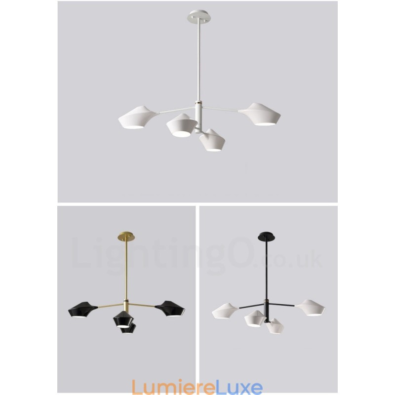 Lustre contemporain moderne en forme de tuyau avec abat-jour en acrylique blanc et noir