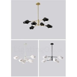 Lustre contemporain moderne en forme de tuyau avec abat-jour en acrylique blanc et noir
