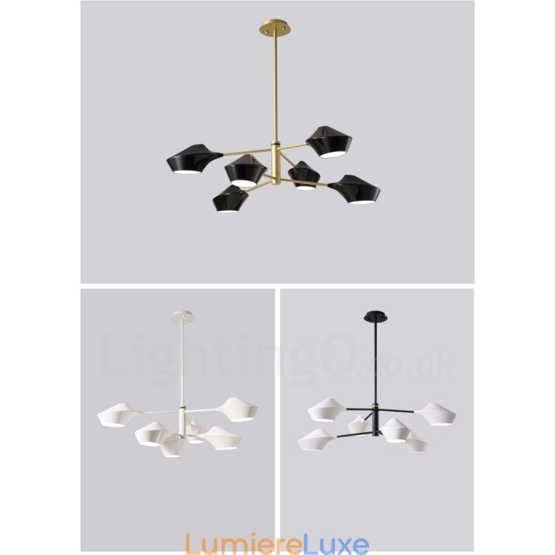 Lustre contemporain moderne en forme de tuyau avec abat-jour en acrylique blanc et noir