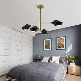 Lustre contemporain moderne en forme de tuyau avec abat-jour en acrylique blanc et noir